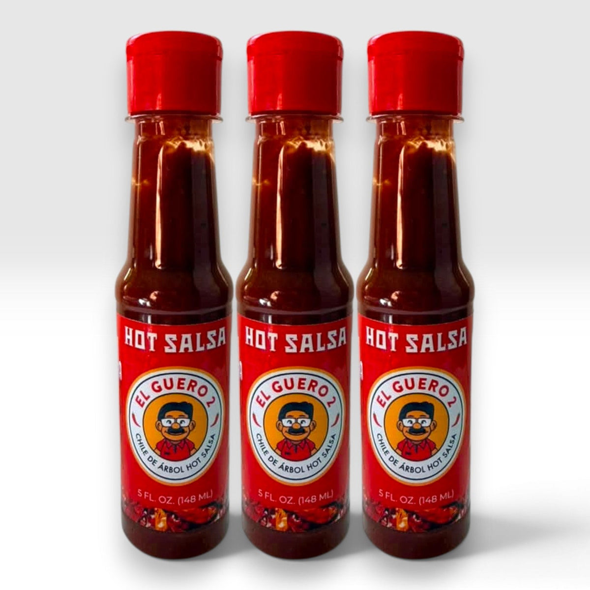 El Guero 2 Salsa 3-Pack: three 5 oz bottles of chile de árbol hot salsa
