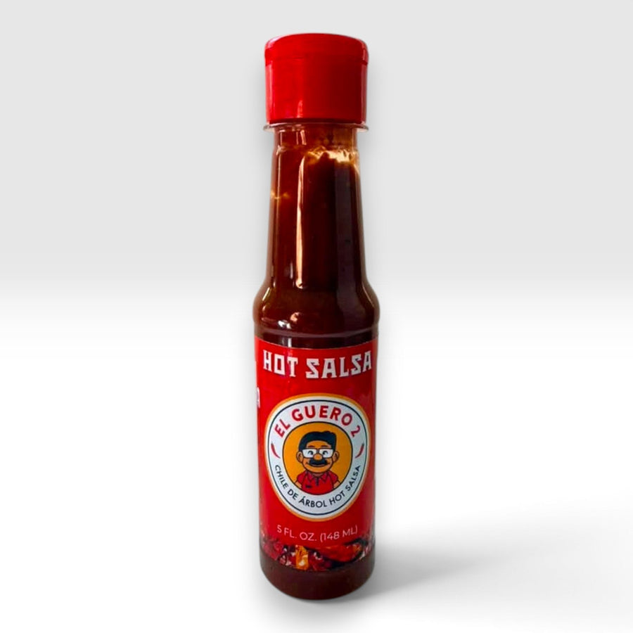 El Guero 2 Chile de Árbol Hot Salsa 5 oz bottle studio
