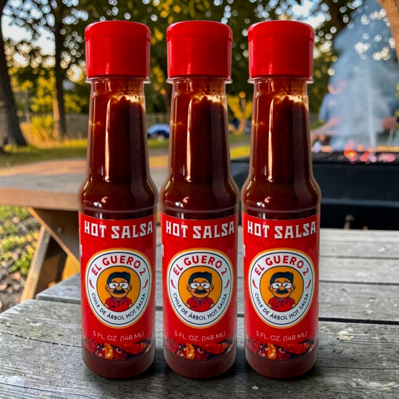 El Guero 2 salsa 3-pack at a backyard cookout