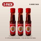 El Guero 2 Chile de Árbol Hot Salsa 3-Pack: three 5 fl oz (148 ml) bottles