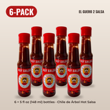 El Guero 2 Chile de Árbol Hot Salsa 6-Pack: six 5 fl oz (148 ml) bottles